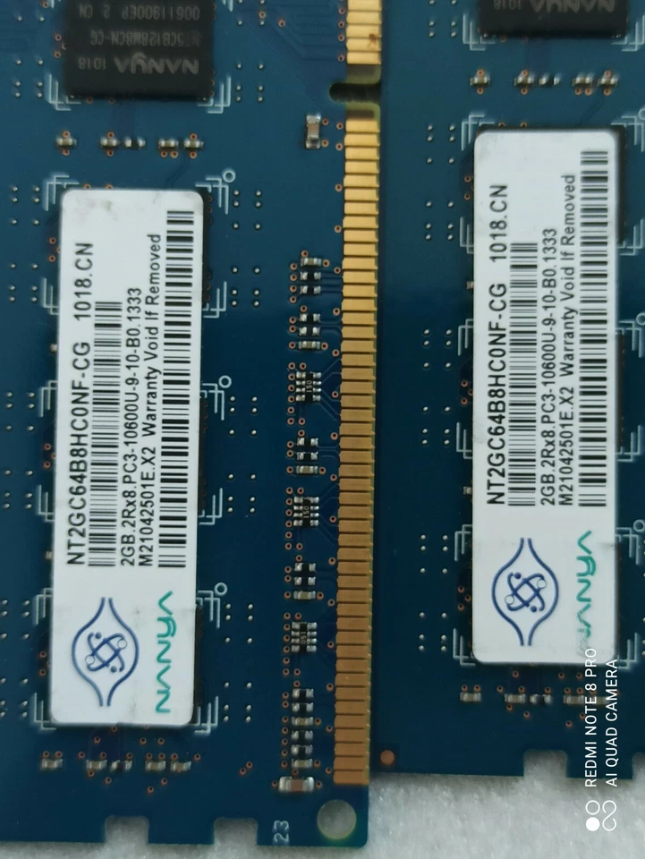 Nanya 6GB (3x2GB) 2Rx8 PC3-10600U NT2GC64B8HCONF-CG Desktop Ram Memomy - Image 3 of 4