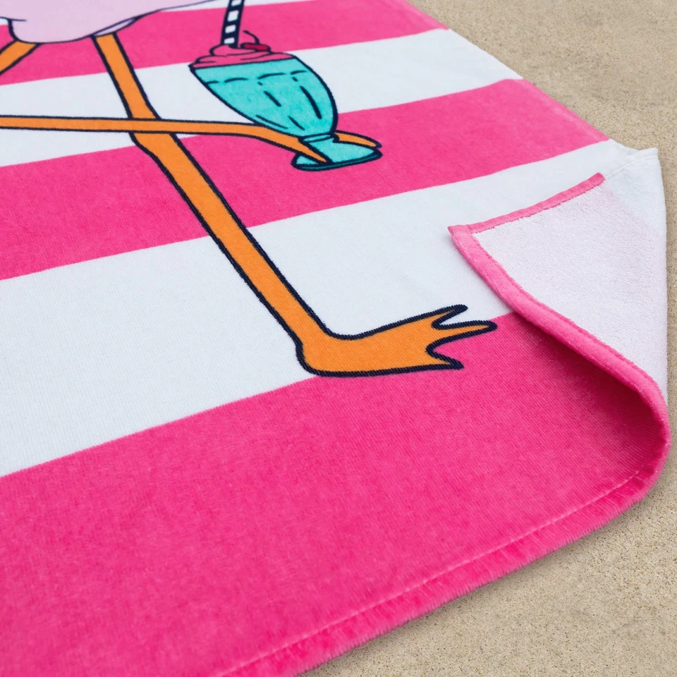 Toalla de playa rayas flamenco 28 x 55 pulgadas 100 % algodón (28" x 55", flamenco... Foto 3 de 4