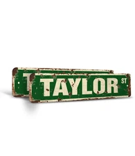 TAYLOR Vintage Style Rustic Street Sign Childrens Name Room Metal Road Sign