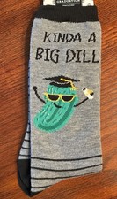 New "Kinda A Big Dill" Pickle Graduation Mens Socks Crew 9-13