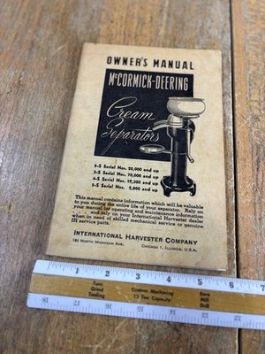 Original IHC McCormick-Deering Cream Separator 2-S 3-S 4-S 5-S Owners Manual