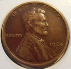 1924 S Lincoln Cent, AU, Semi-Key Coin, (24SCD1) FREE SHIPPING