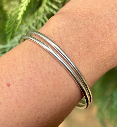 Silver Bangle Bracelet 925 Sterling Silver Women Silver Bracelets All Size SH328 - Picture 2 of 4