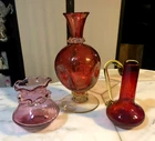 BLENKO for RAINBOW Art Glass Dimple Vase 7.5" PILGRIM Pitcher 4.5" Vase 3.5"
