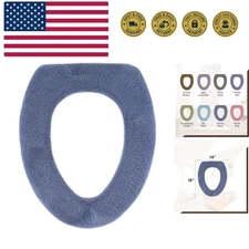 Soft Toilet Seat Cover - Plush, Thick Fabric Toilet Seat Warmer for Round & E...