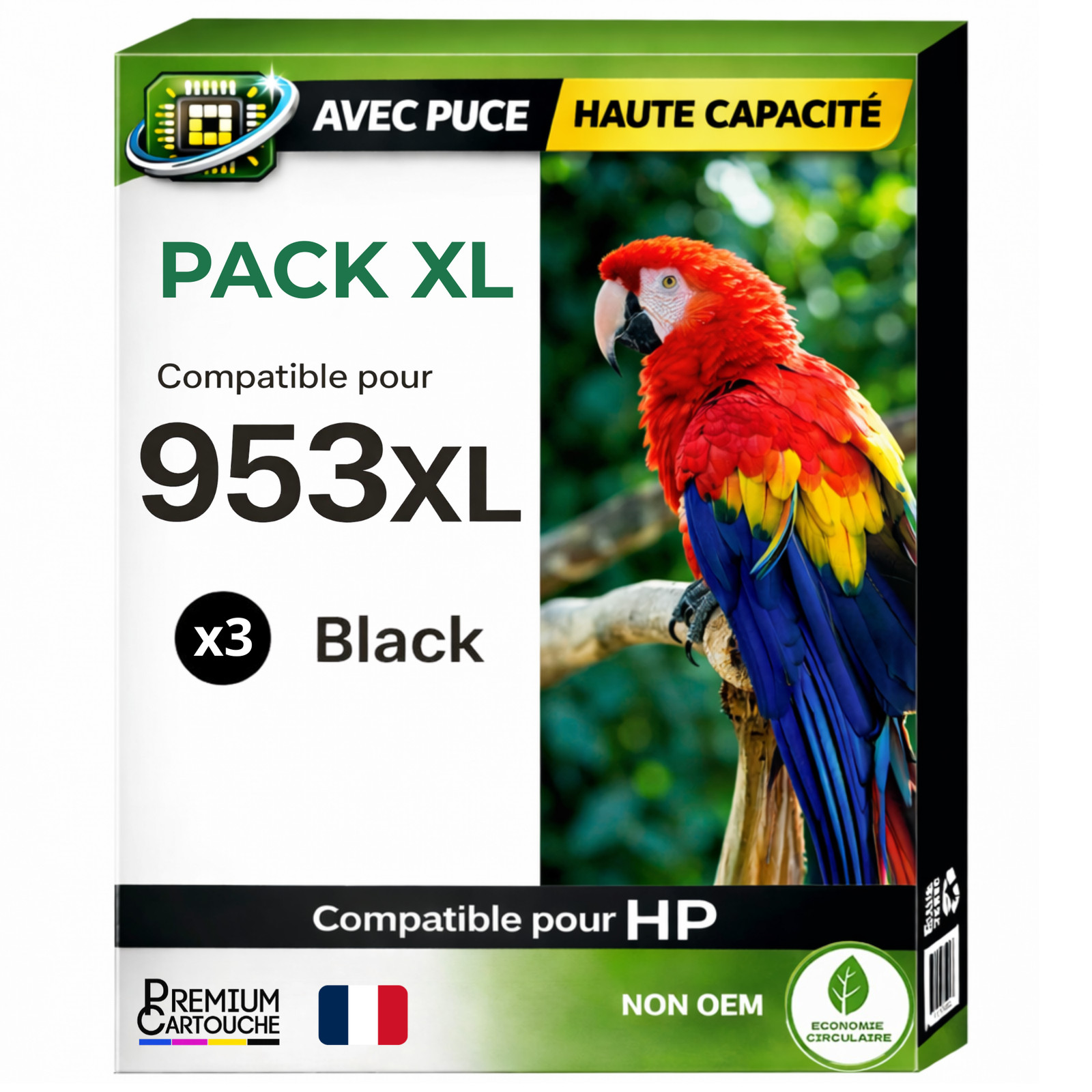 Cartouche 953XL compatible HP noir pack de 3 encre imprimante OfficeJet Pro
