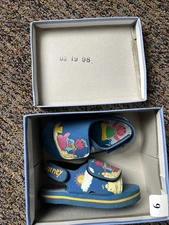 1998 Vintage Barney Eva Sandals Blue Size 6 In Box