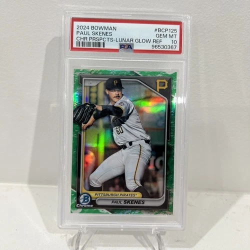 2024 BOWMAN CHROME PROSPECTS LUNAR GLOW REFRACTOR #BCP125 PAUL SKENES PSA 10