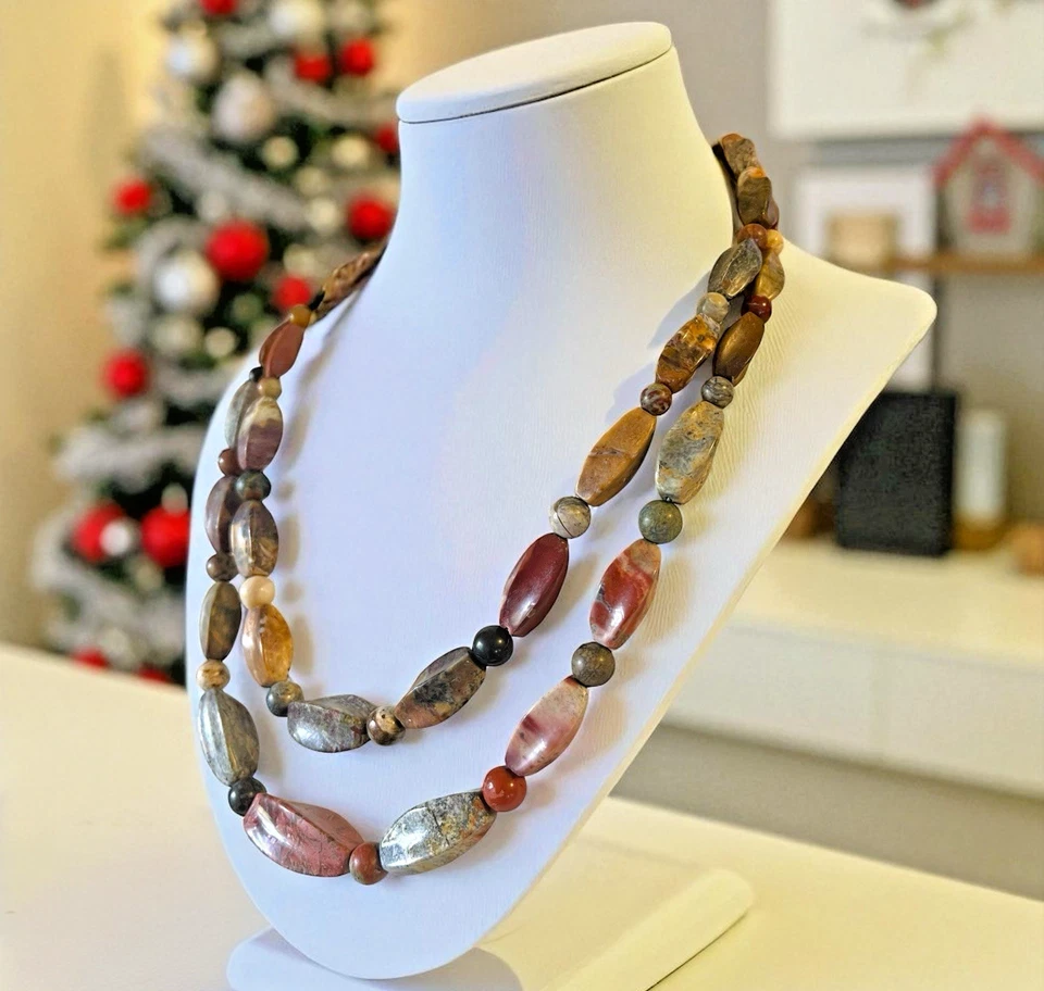 NUEVO Collar Jay King DTR 925 Esterlina Multicolor Jaspe y Ágata 2 Hilos Foto 3 de 4