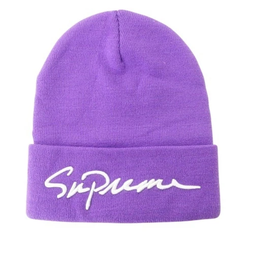 Bonnet tricot violet Supreme 18FW écriture classique occasion 4e028b9f0982c0ef7cb64970