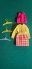 Vintage 1967 Barbie Francie  Twiggy  1224 Pink Yellow Vested  Dress W/hangers
