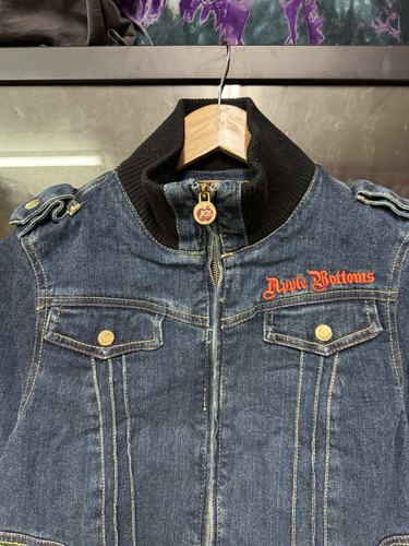 Giacca donna jeans fondo mela Y2K vintage anni 90 denim pietra renana taglia XL nuova con etichette - Foto 4 di 8