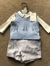 Vintage Style Peter Rabbit Mothercare Outfit Wedding Christening 0-1 M New Baby
