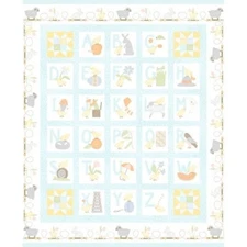 Little Chicks Flannel By Maywood Studio - Aqua Alphabet Panel  #10560-Q