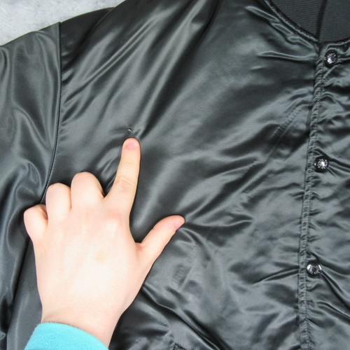 Vintage DARE Satin Bomber Jacket XL USA Black Birdie Embroidered Quilted - Picture 3 of 23