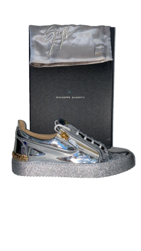 Giuseppe Zanotti Sneakers Frankie Man Size Eu 43 Leather Shiny Silver GZU2 - Picture 1 of 8