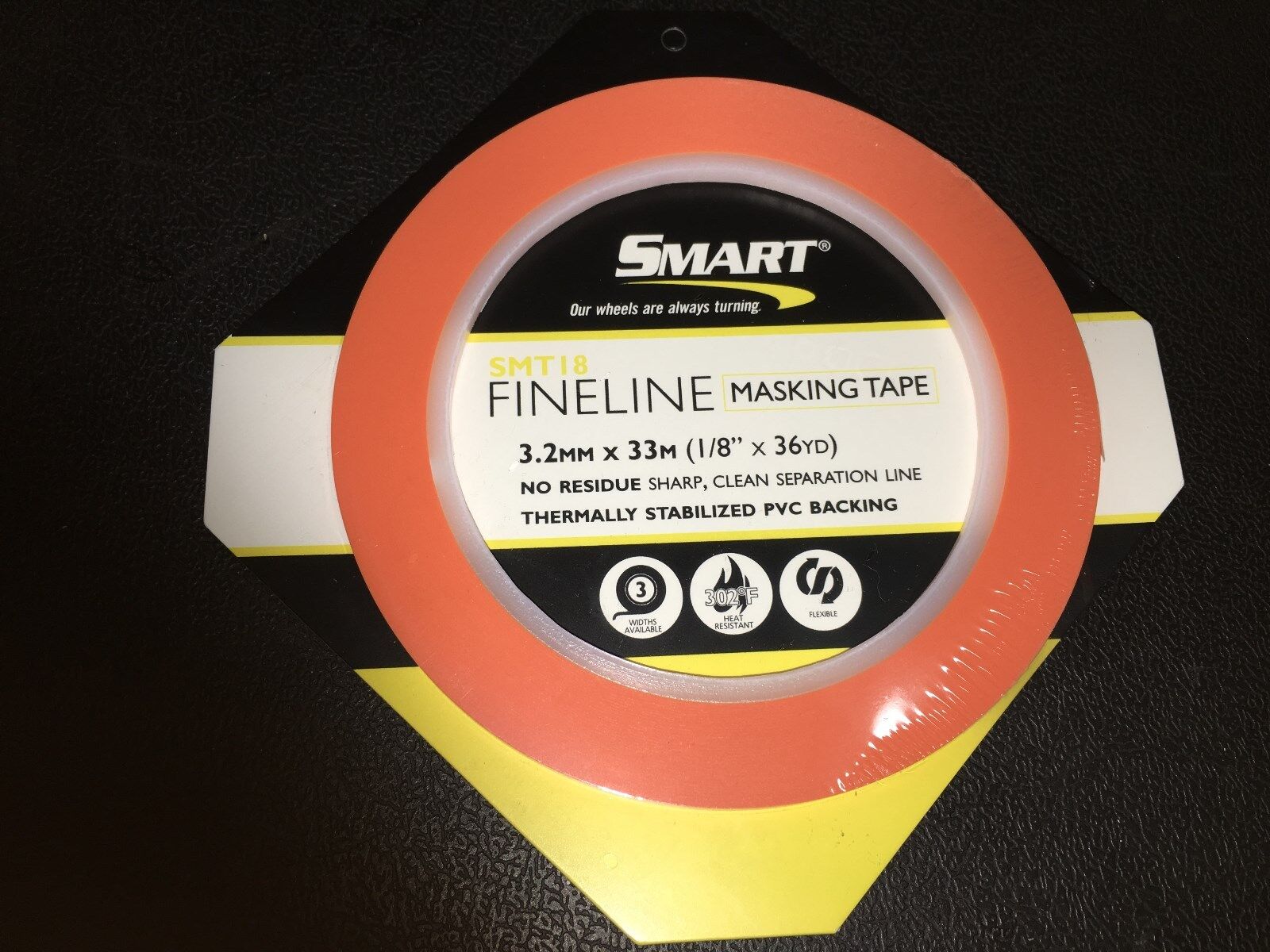 Fine Line Paint Masking Flexible Tape 1/8" x 36yd Orange SHARP LINE PVC BACKING