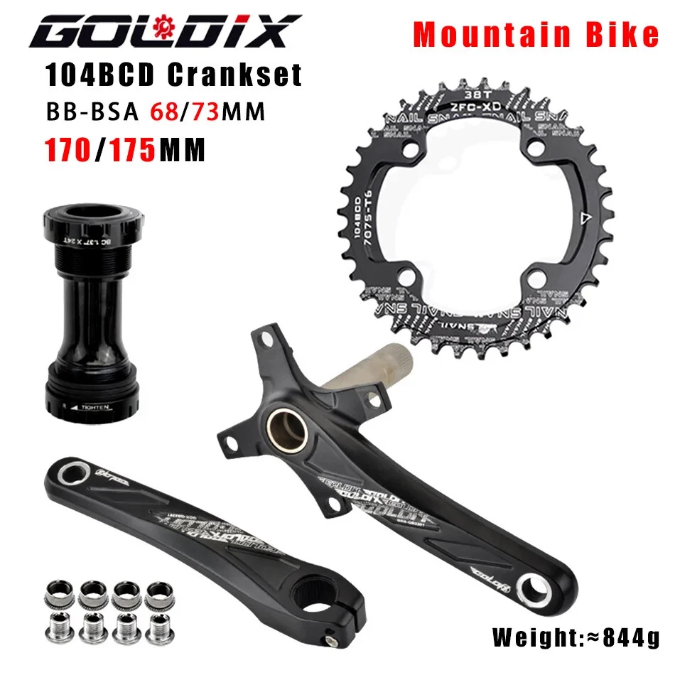 Bicycle Crank Chainring 104BCD MTB Bike 170mm Crankset 32T 34T 36T 38T Plate BB - Image 3 of 4