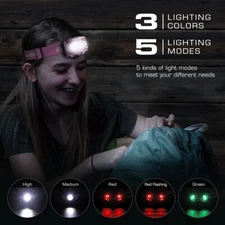 EverBrite Headlamp 2 Pack with Red Light and Memory Function 5 Modes for Camping