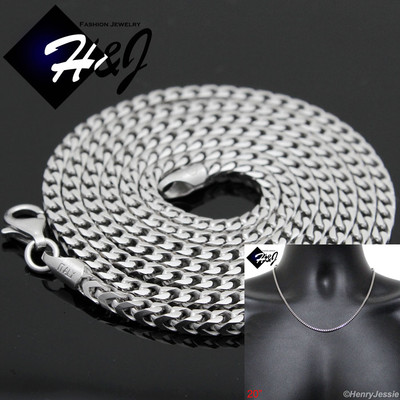 20''MEN WOMEN 925 STERLING SILVER 2.5MM FRANCO BOX CURB LINK CHAIN NECKLACE*SN5