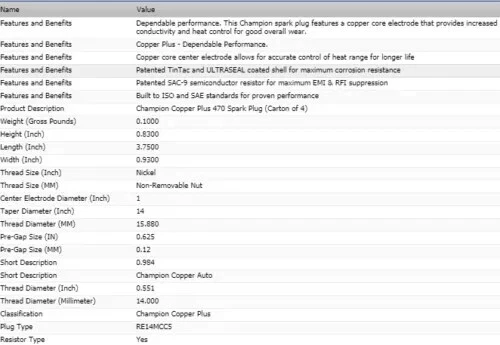 4 свечи зажигания чемпион медный набор для 2003-2009 CHRYSLER PT CRUISER L4-2.4L - Изображение 2 из 3