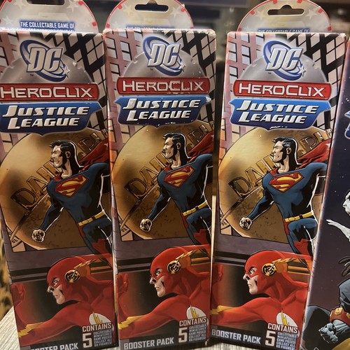 5 Packs, DC HeroClix Justice League Booster Pack W/ 5 Miniatures, NEW & SEALED - Picture 2 of 8