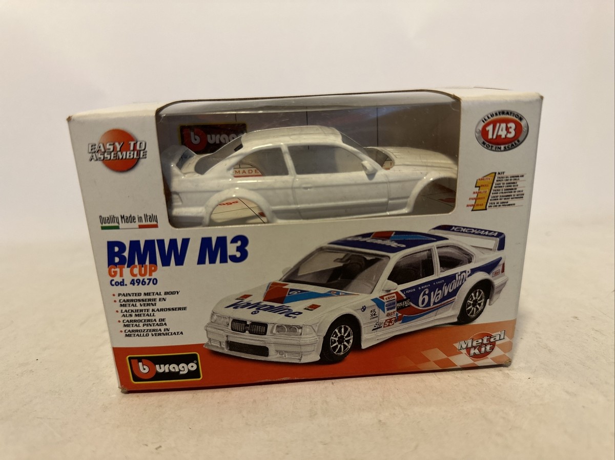 Burago BMW M3 GT Cup #6 Valvoline Metal Kit 1:43 New. Box