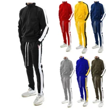 Tracksuit Set Sport Joggers Suits Casual Outfits Slim Full Zip Striped Fashion