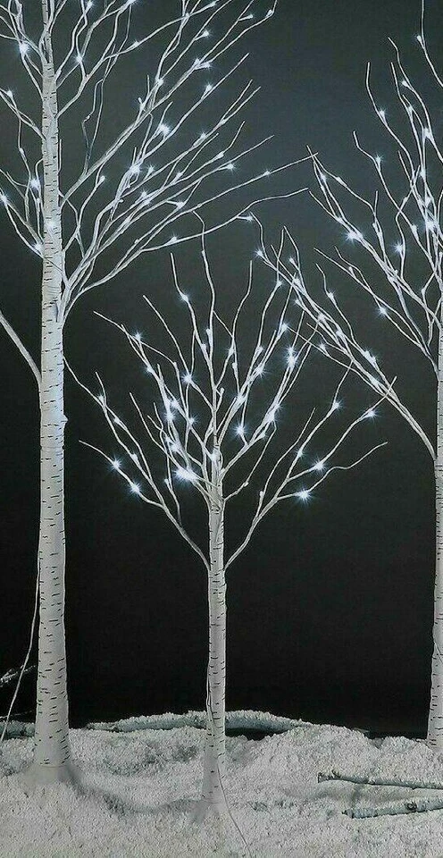 Christmas Decorations Birch Tree 4ft 6ft 8ft Ice White LED Outdoor Garden Light - Image 3 of 4