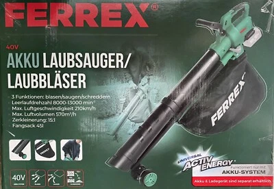 FERREX Akku Laubsauger Laubbläser Häcksler Schredder Fangsack 45 L ohne Akku