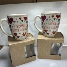 About Face Designs Love Like Crazy Mugs - Lot If Two - New Open Box Y4