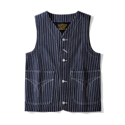 Amekaji Wabash Striped Denim Westen Outdoor Canvas Vest Hunting Westen
