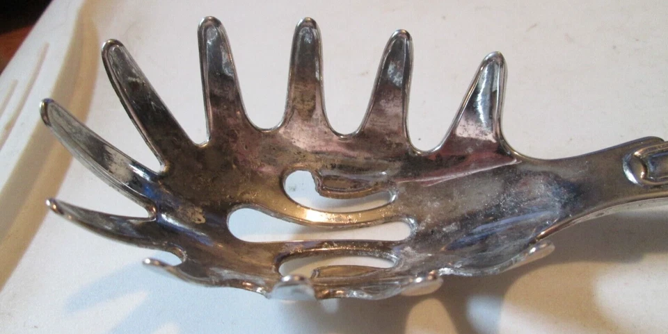 lot  of 2 The Sheffield Silverplate Spaghetti Serving Piece Fork 10 5/8" antique - Image 2 of 4