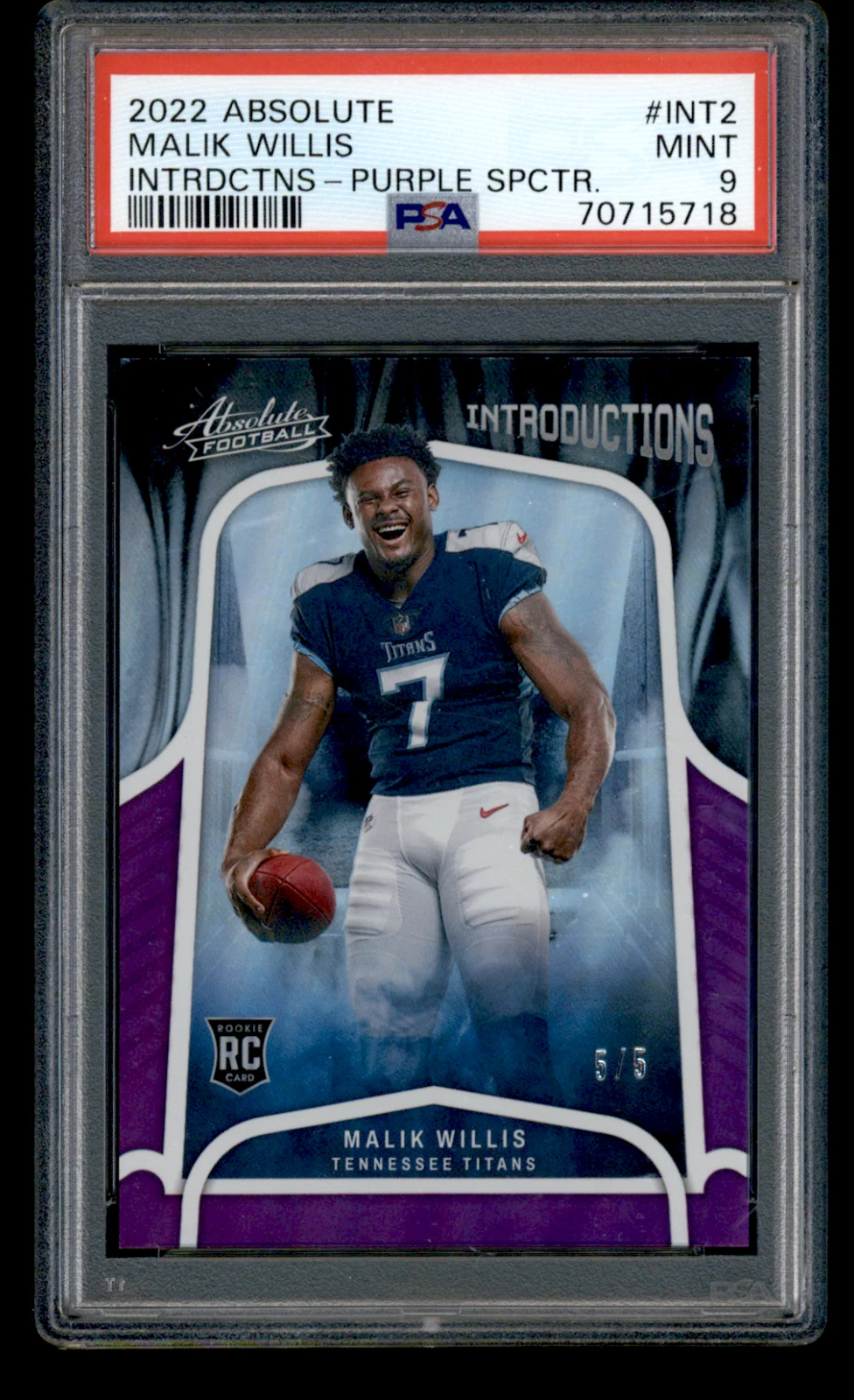Malik Willis Panini Absolute Introductions #INT2 Purple Spectrum