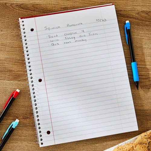 Pen + Gear Spiral Notebook Wide Ruled 1 Subject 10.5" x 8" 70 Pages Red - Picture 3 of 4