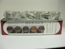  MAGNETIC SPICE RACK WITH 5 SELF MAGNETIC CONTAINERS ANY METAL SURFACE NEW