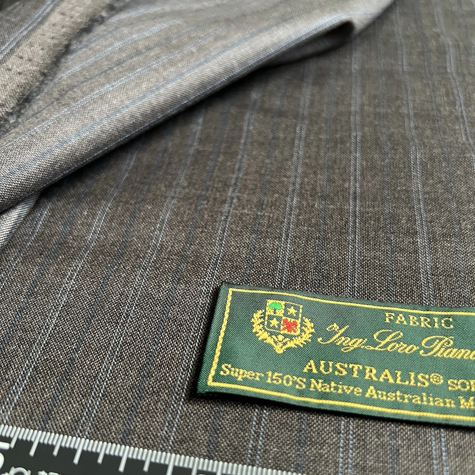 Ткань Loro Piana AUSTRALIS 1,60 м - шерсть Super 150'S мягкое прикосновение - коричневый синий - Изображение 3 из 4