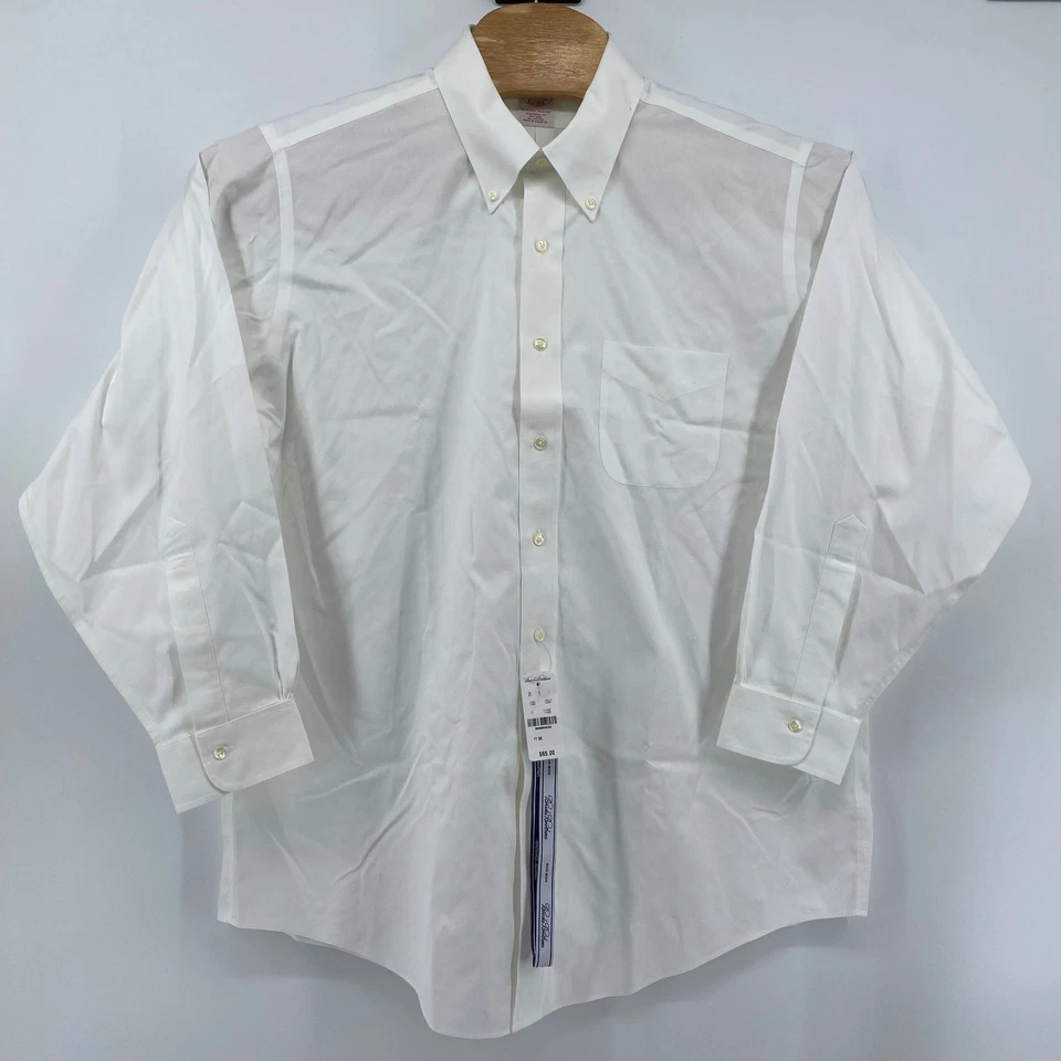 Brooks Brothers Traditional Fit White Button Down Shirt Mens 17-33 New - Image 2 of 4