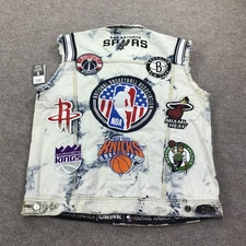 NBA Basketball Vest Mens XX-Large Blue Acid Wash Patch Heritage America UNK