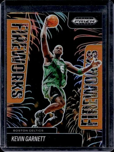 2024-25 Panini Prizm Black Kevin Garnett Fireworks Orange Prizm #/49 Celtics