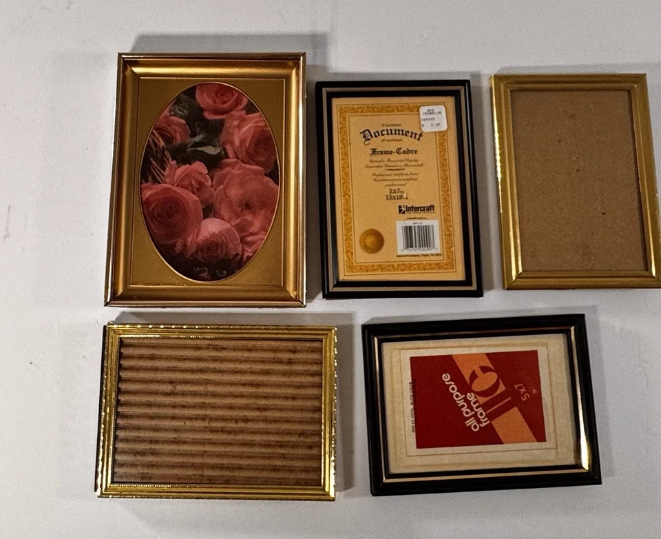 VTG Brass Gold Tone Picture Photo Frame MCM Ovals Bifold Various MIXED LOT 0f 9 - Image 4 of 4