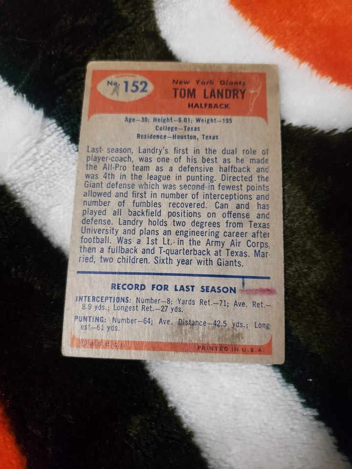 1955 tom landry. vg condition. original. - Image 3 of 4