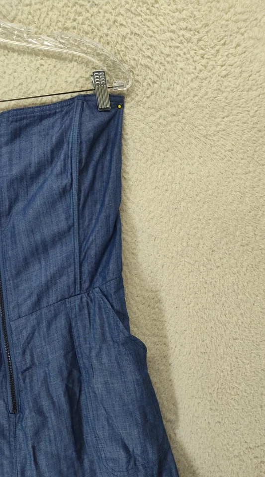 Mono de mujer Rachel Roy extra grande azul 100 % lyocell fuera del hombro pierna ancha Foto 3 de 4