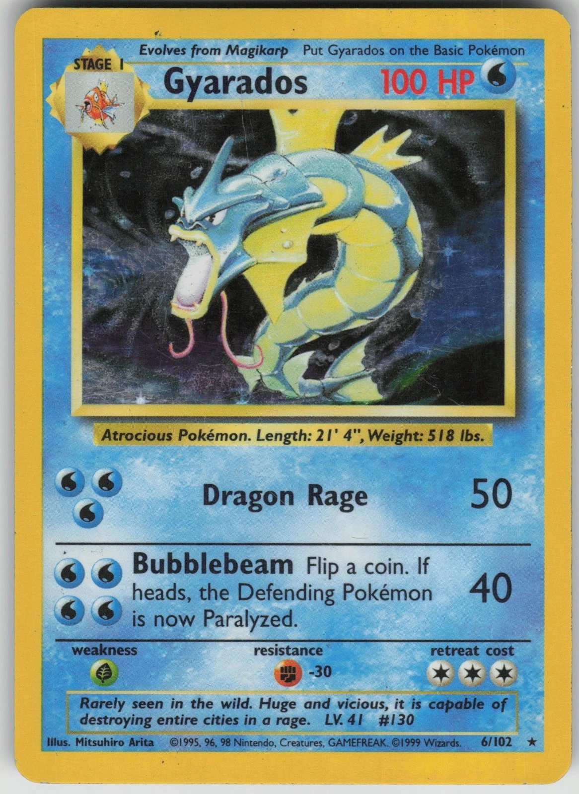 Pokemon TCG Gyarados Holo Rare Base Set 006/102