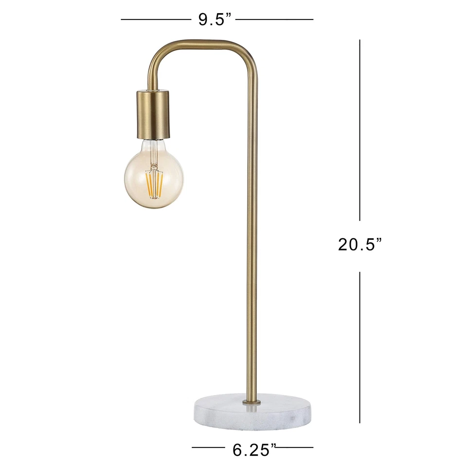 JYL1094A Axel 20.5" Industrial Tubo Dorado Metal/Mármol Edison Lámpara de Mesa LED C... Foto 3 de 4