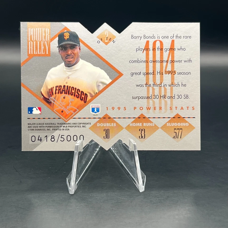 Barry Bonds 1996 Donruss #2 Power Alley Die-Cut /5000 Rare SP - Image 2 of 2