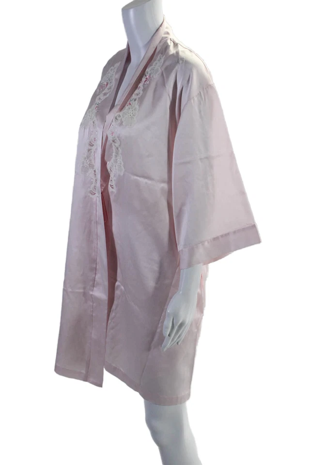 Vestido de noche y bata rosa gris Saks Fifth Avenue para mujer con cuentas florales de encaje talla S Foto 2 de 4