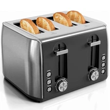 Electactic 4 Slice Toaster with Crumb Tray for Easy Cleaning, 6 Browning Sett...