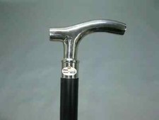 Vintage walking stick Silver Brass Derby Handle Cane Wooden Style Black Handmade