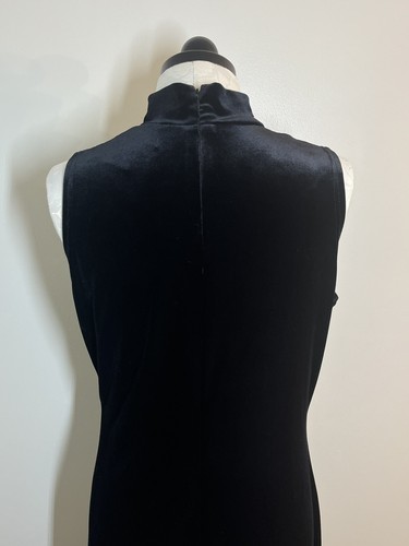 VTG Ronni Nicole Black Velvet Bodycon Maxi Aline Cocktail mock neck Dress Sz 14 - Picture 8 of 9